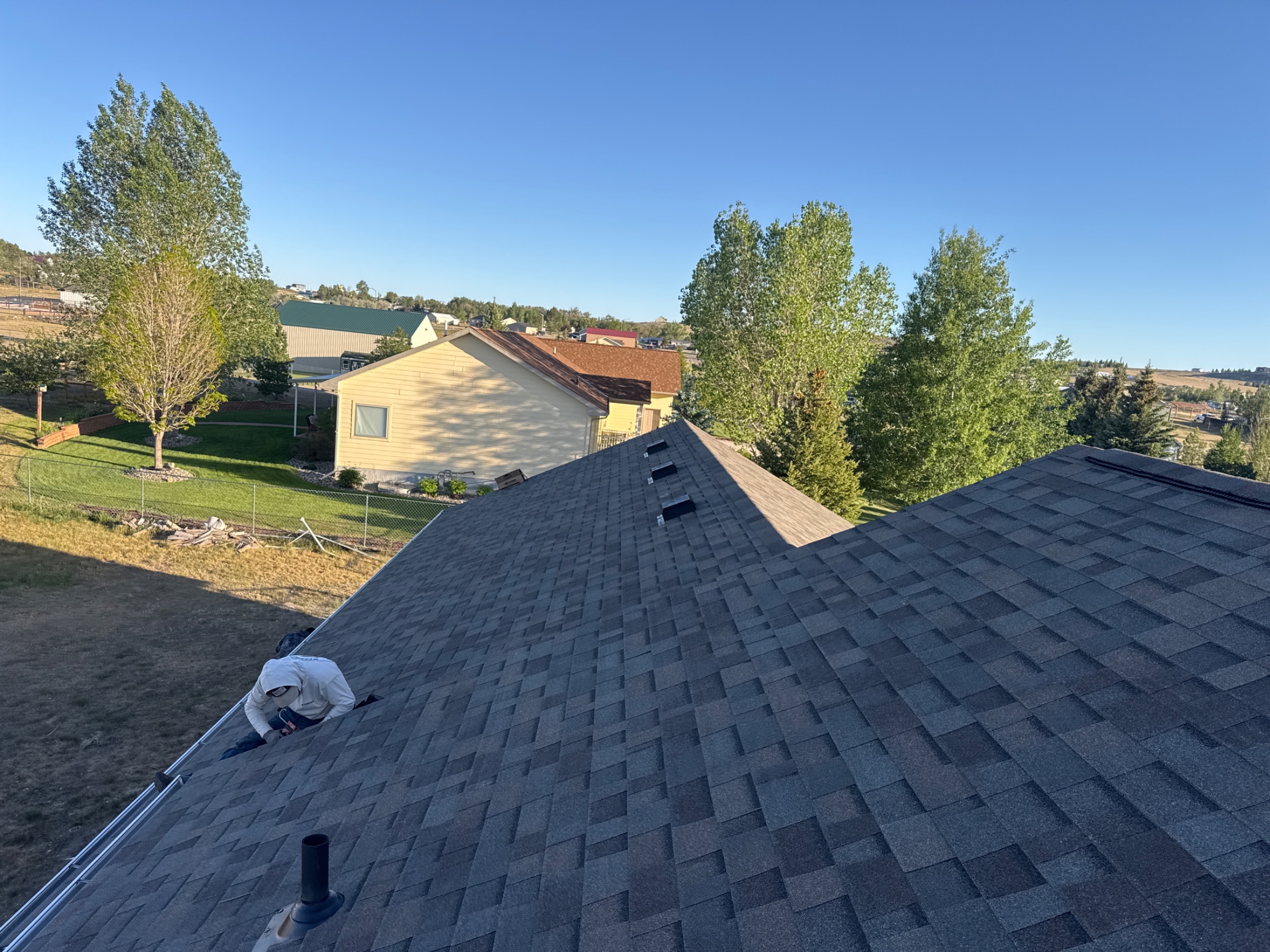 Completed architectural shingle roof replacement in Gillette, WY